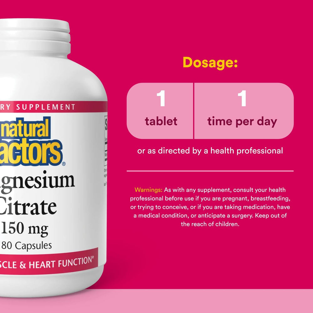 Close-up of magnesium citrate 150 mg capsules