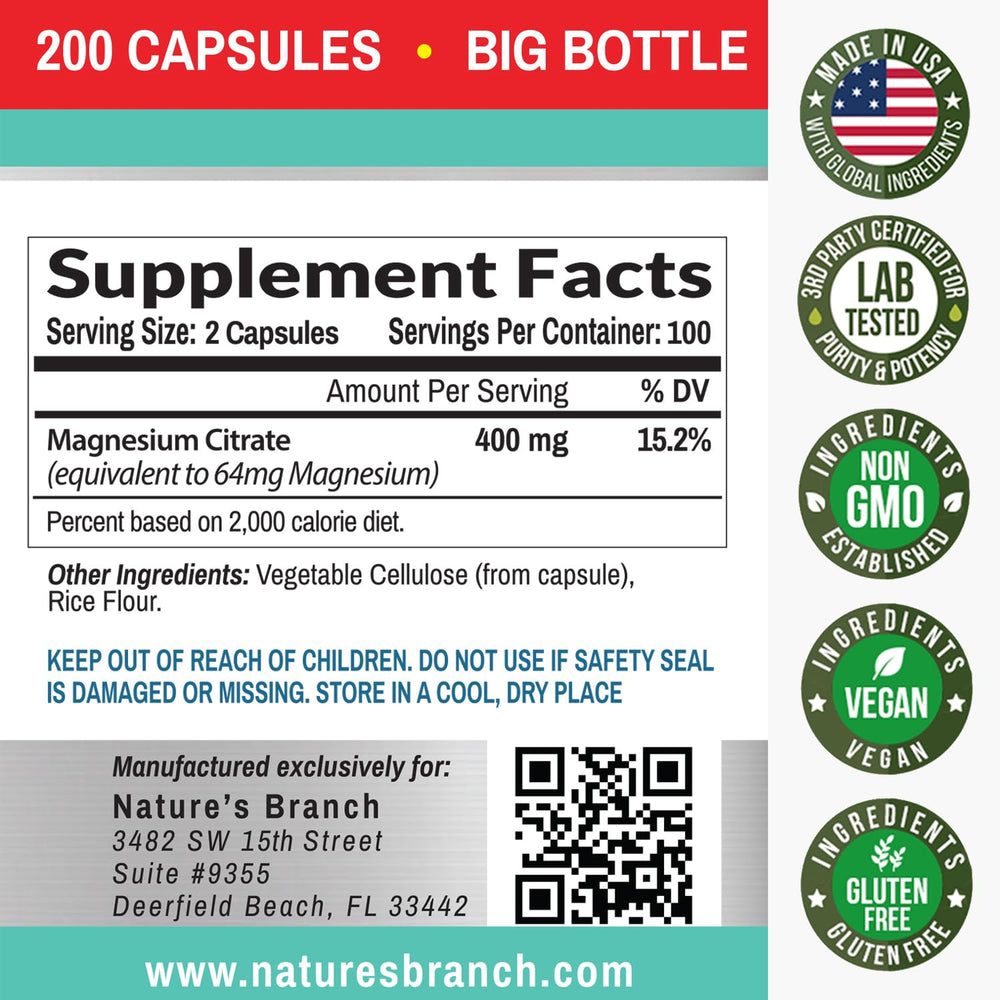 Close-up of small easy-to-swallow magnesium citrate capsules