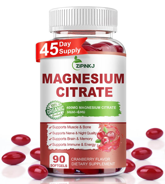Bottle of Magnesium Citrate 400mg with Vitamin D3, Vitamin B6 and Cranberry extract