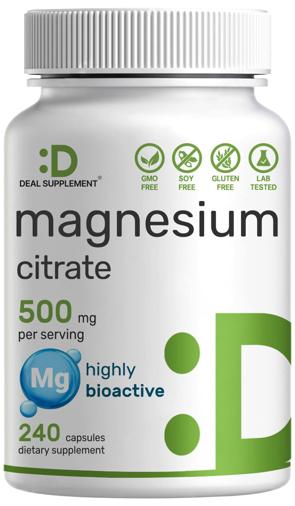 Magnesium Citrate 500mg bottle – front view