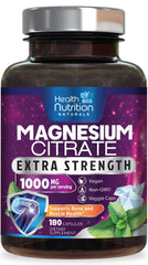 Magnesium citrate capsules bottle hero image showing 1000mg per serving