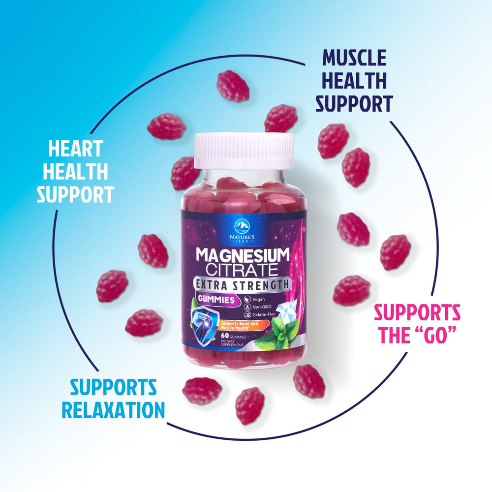Gluten-free and vegan labeling on magnesium citrate gummies packaging