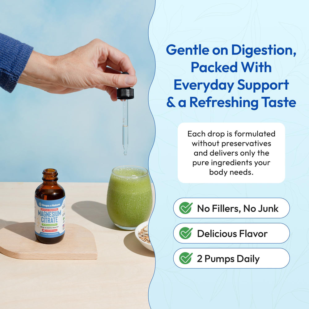 Product shot showing packaging and berries for Magnesium Citrate Liquid