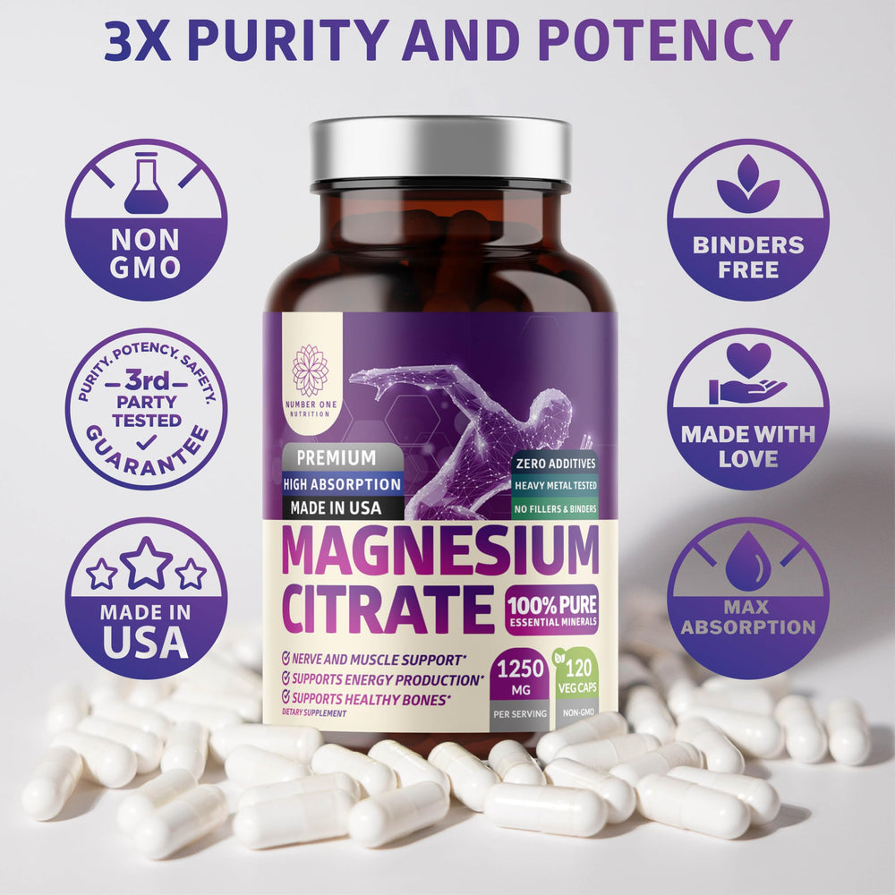 Magnesium citrate capsules for muscle and digestive support