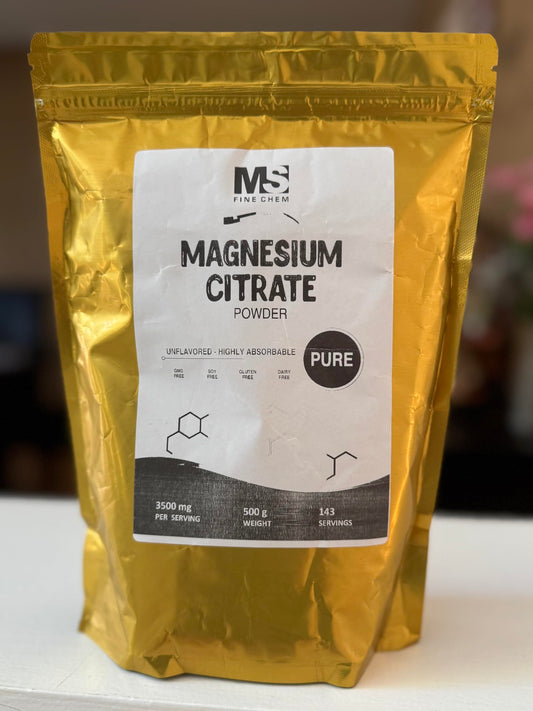 Front view of Magnesium Citrate Powder 500g