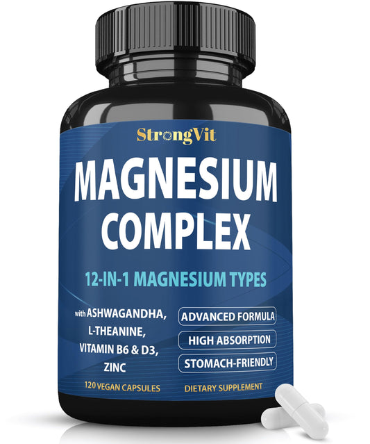 Magnesium Complex 12-in-1 bottle label with 120 capsules