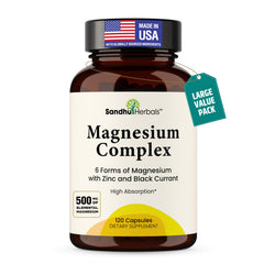 Front view of Magnesium Complex 6 in 1 with Zinc bottle