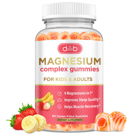 Magnesium Complex Gummies for kids and adults with banana-strawberry flavor, 60-count