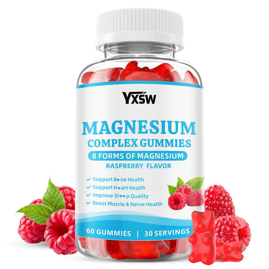 Bottle of Magnesium Complex Gummies Raspberry flavor, 60-count