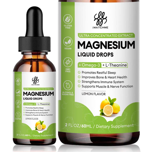 Front bottle of Magnesium Complex Liquid Drops Lemon flavor, 2 fl oz