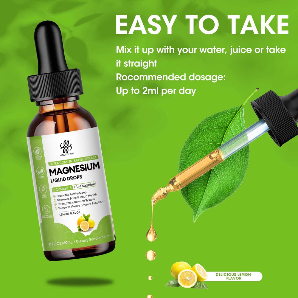 Lifestyle shot of magnesium complex liquid drops on counter