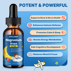 Child-friendly mixed berry flavored magnesium drops with omega-3 and L-Theanine