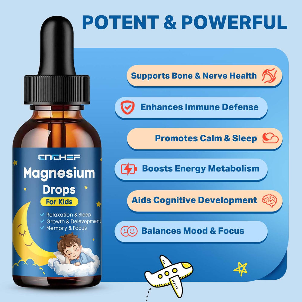 Bottle and dropper of Magnesium Glycinate Drops for Kids