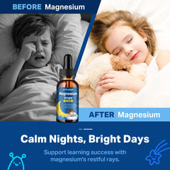 Label of Magnesium Drops for Kids bottle showing ingredients