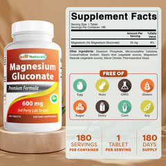 Close-up of magnesium gluconate tablets