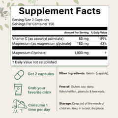 Close-up of magnesium glycinate capsules