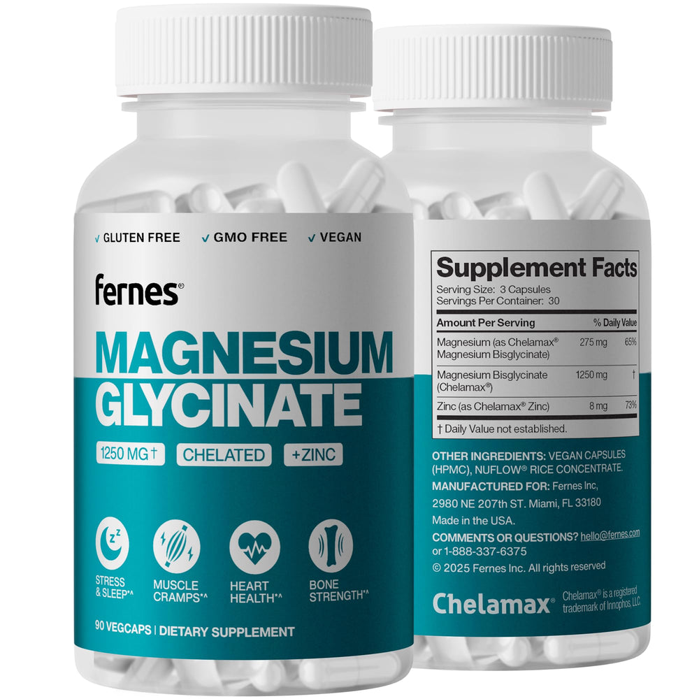 Magnesium Glycinate 1250 mg with Zinc 90-cap bottle