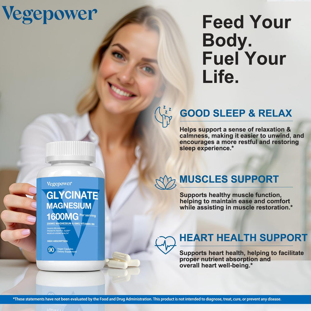 Close-up of vegan magnesium glycinate capsules