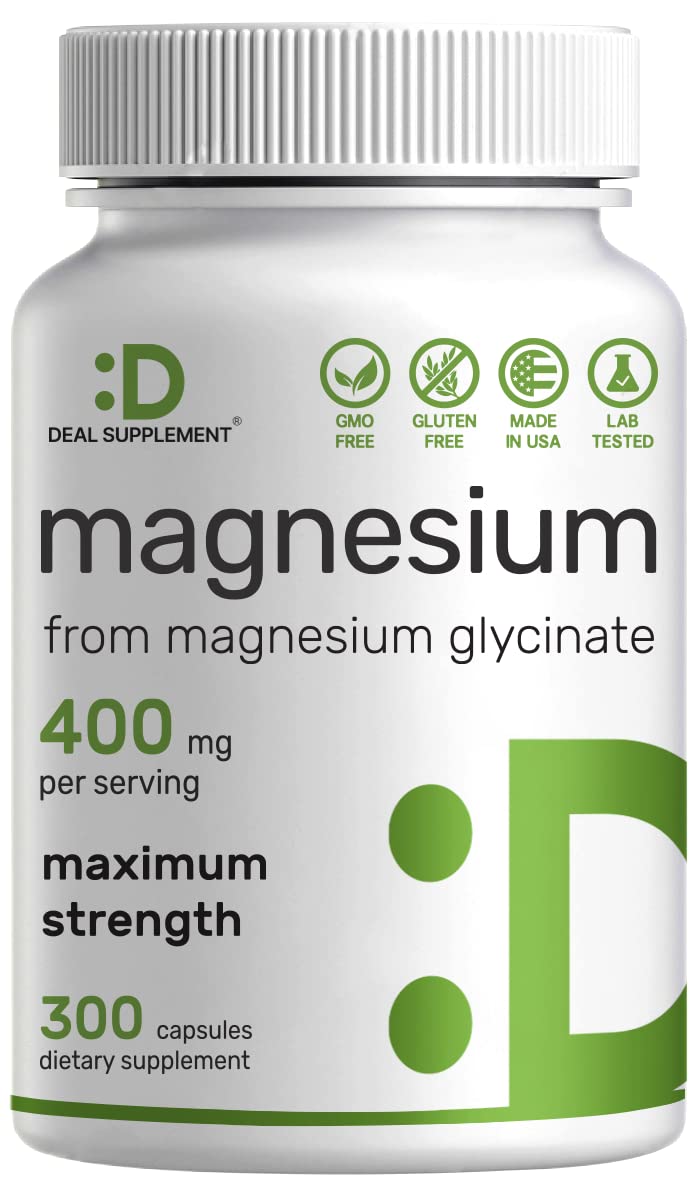 Magnesium Glycinate 400mg bottle with 300 capsules