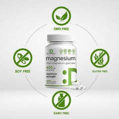 Front label highlighting chelated magnesium glycinate