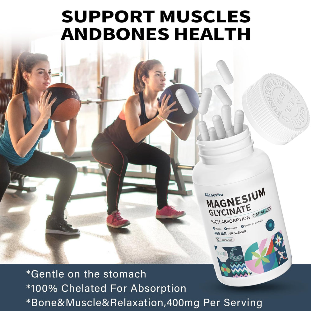 Active lifestyle wellness context with magnesium glycinate product