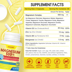 Chelated magnesium 500mg for maximum bioavailability