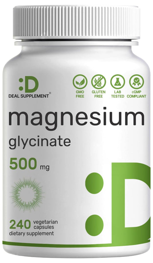 Magnesium Glycinate 500mg bottle front label
