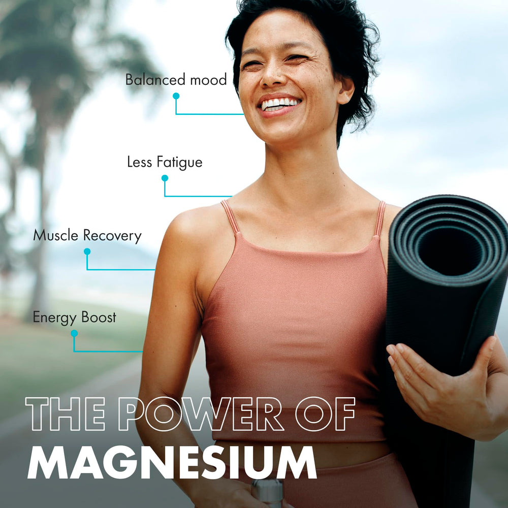 Label showing 500mg magnesium glycinate per tablet - 100 tablets per bottle