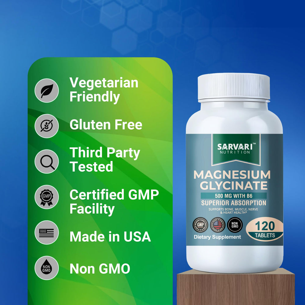 Supplement facts for Magnesium Glycinate 500mg with B6