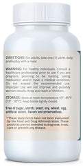 Nutrition facts for Magnesium Glycinate 500mg with B6 vegetarian tablets