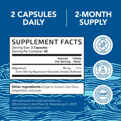 Close-up of flavorless magnesium glycinate capsules