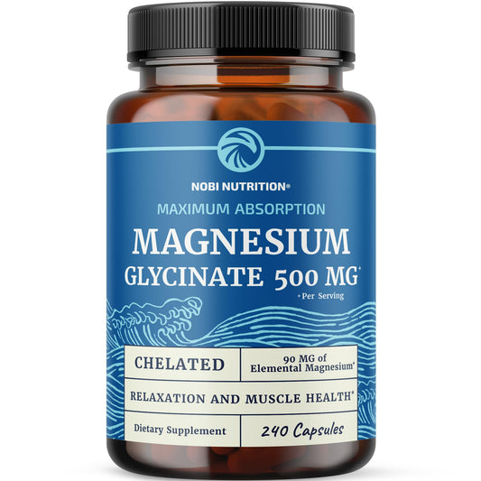 Hero bottle of Magnesium Glycinate 500mg capsules