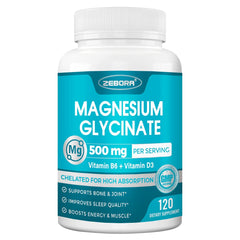 Bottle of Magnesium Glycinate 500mg with B6 and D3