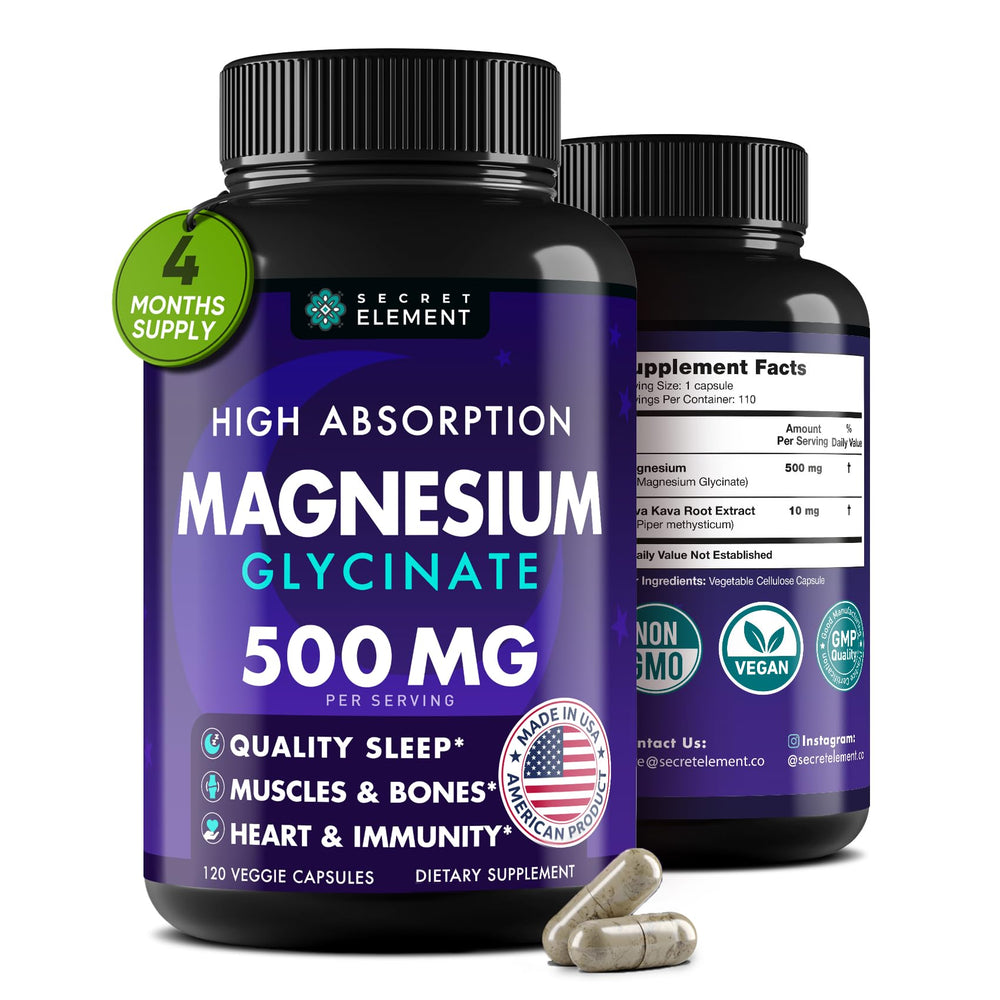 Magnesium Glycinate 500mg capsules bottle