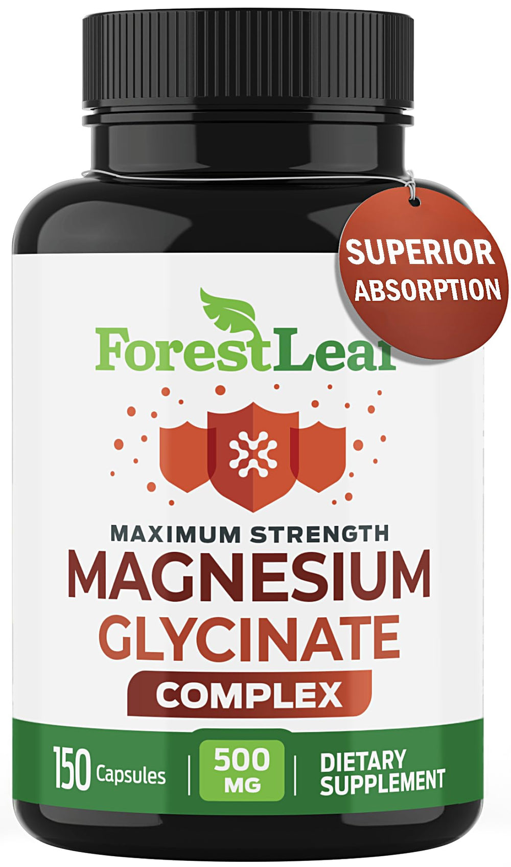 ForestLeaf Magnesium Glycinate 500mg bottle – front view