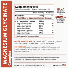 Close-up of Magnesium Glycinate 500mg capsules in bottle