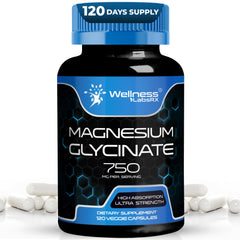 Magnesium Glycinate 750mg bottle front view