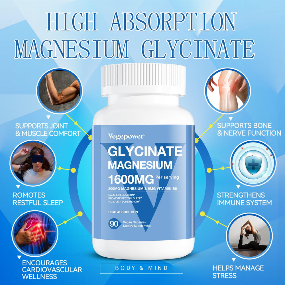 Magnesium glycinate capsules promoting sleep and relaxation