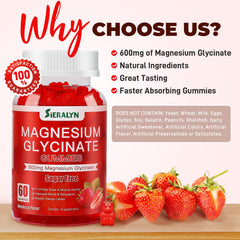 Digestible magnesium glycinate gummies with label