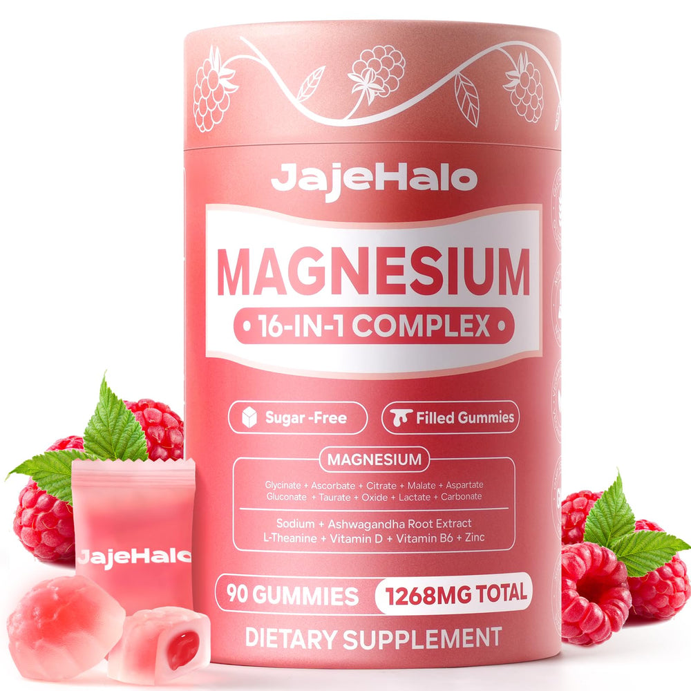 Bottle of Magnesium Glycinate Gummies with raspberry flavor label