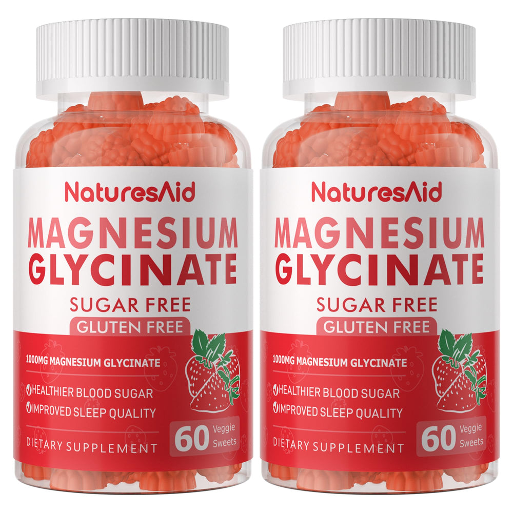 Front view of Magnesium Glycinate Gummies 1000mg 120-count strawberry two-pack