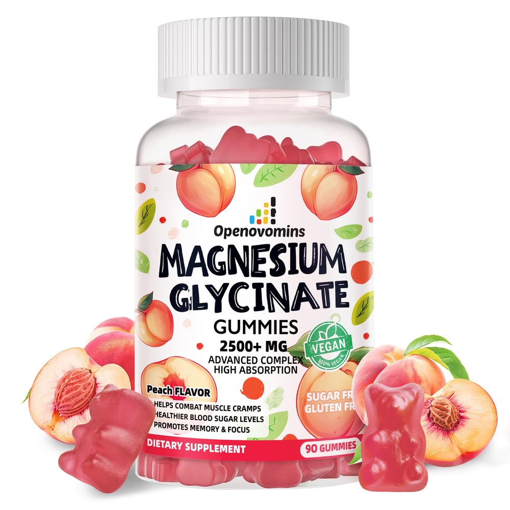 Bottle of Magnesium Glycinate Gummies 2500mg - Peach flavor