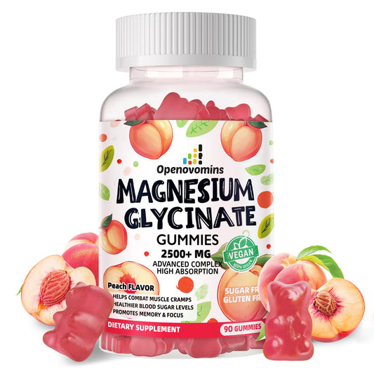 Bottle of Magnesium Glycinate Gummies 2500mg - Peach flavor