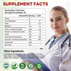 Back view of Magnesium Glycinate Gummies 2-pack with nutrition label