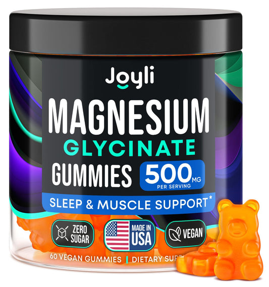 Bottle of Magnesium Glycinate Gummies 500mg for adults