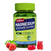 Hero bottle of strawberry-flavored Magnesium Glycinate Gummies, 60-count, with 500mg magnesium glycinate and 300mg L-threonate per serving