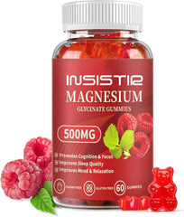 Bottle of Magnesium Glycinate Gummies 60 Raspberry, 500mg
