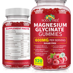 Bottle of Magnesium Glycinate Gummies 600mg for Adults promoting relaxation and sleep