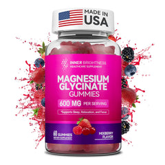 Berry-flavored magnesium glycinate gummies bottle