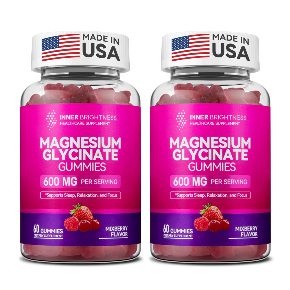 Bottle front view of Magnesium Glycinate Gummies 600mg